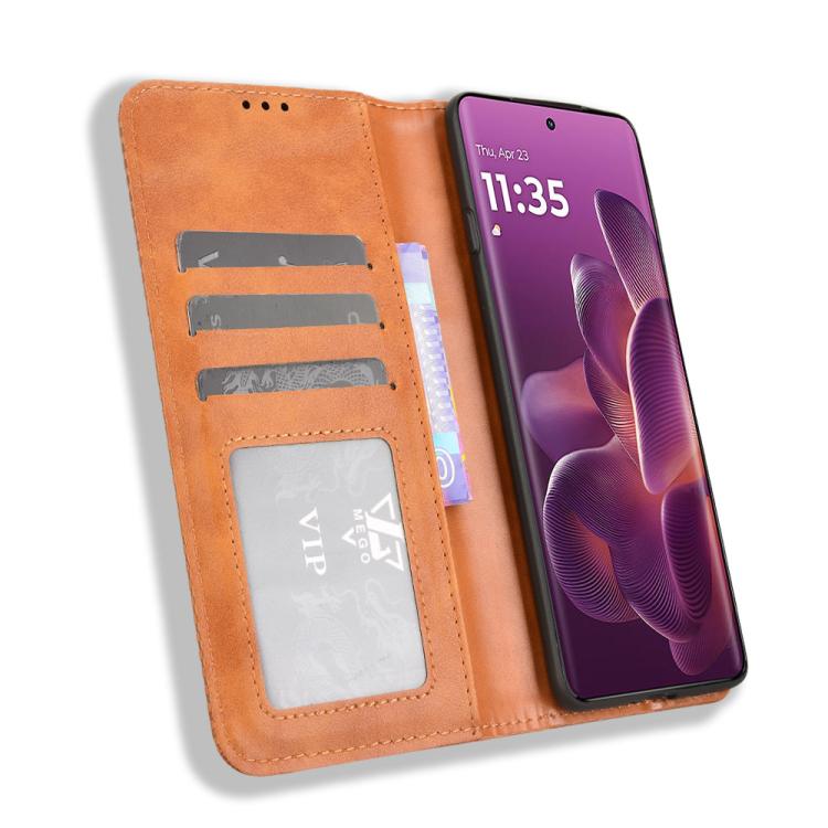 For Motorola Edge 60 Pro / 60s Pro 5G Magnetic Buckle Retro Texture Leather Phone Case