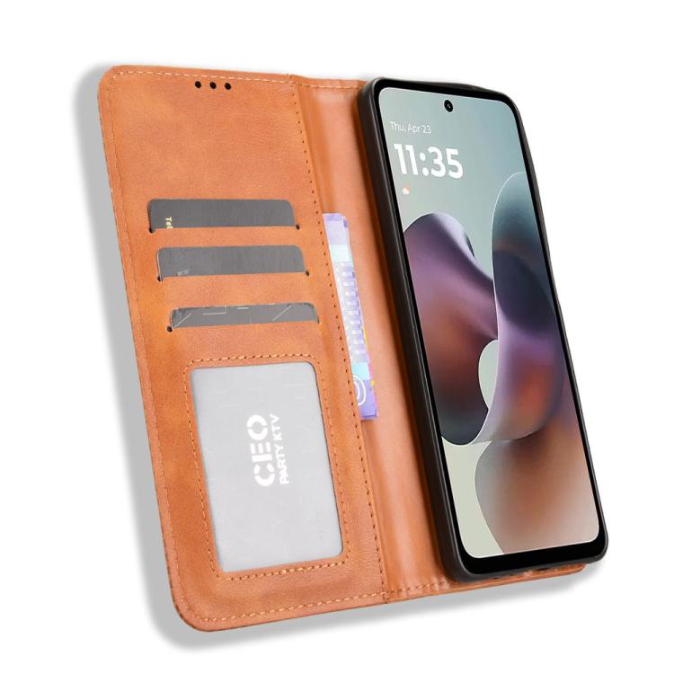 For Motorola Moto G56 / G66j / G66y 5G Magnetic Buckle Retro Texture Leather Phone Case