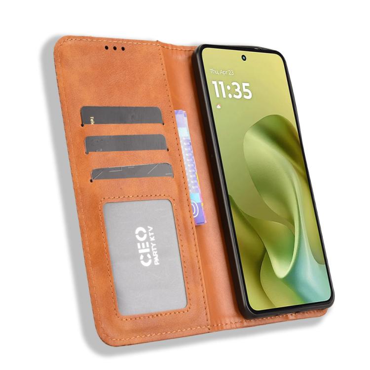 For Motorola Moto G86 5G Magnetic Buckle Retro Texture Leather Phone Case