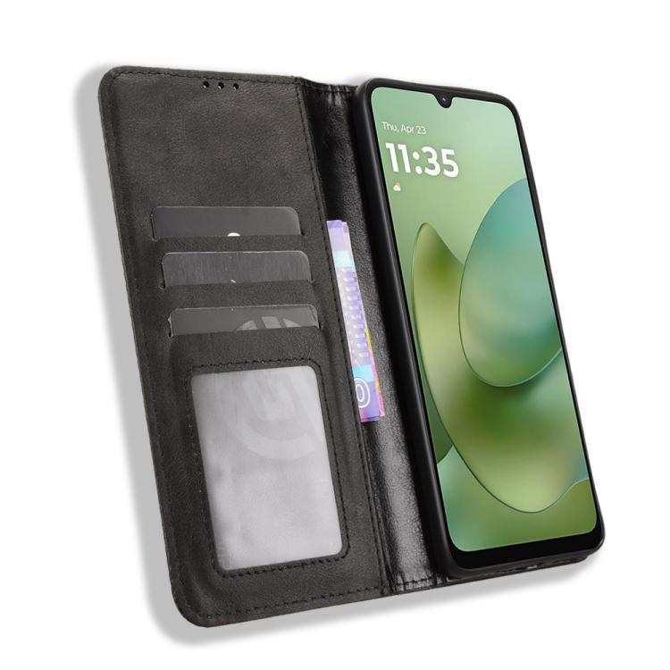For Motorola Moto G06 4G Magnetic Buckle Retro Texture Leather Phone Case