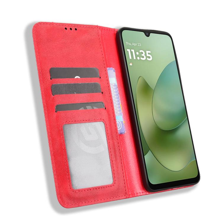 For Motorola Moto G06 4G Magnetic Buckle Retro Texture Leather Phone Case