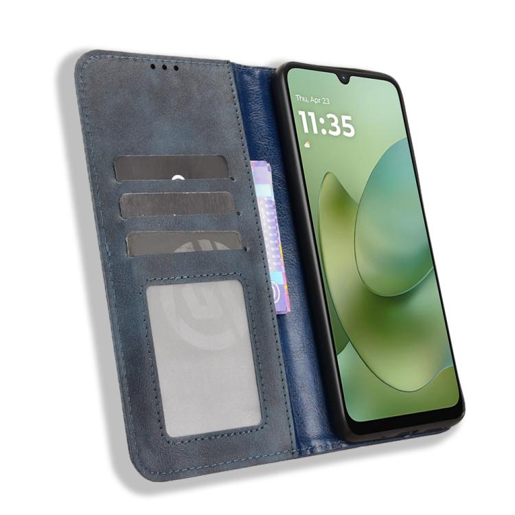 For Motorola Moto G06 4G Magnetic Buckle Retro Texture Leather Phone Case