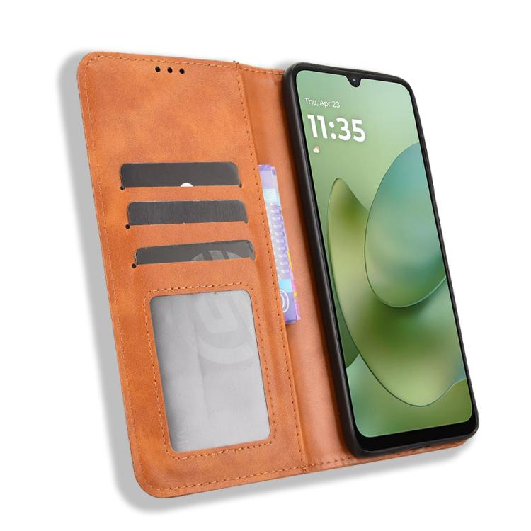 For Motorola Moto G06 4G Magnetic Buckle Retro Texture Leather Phone Case