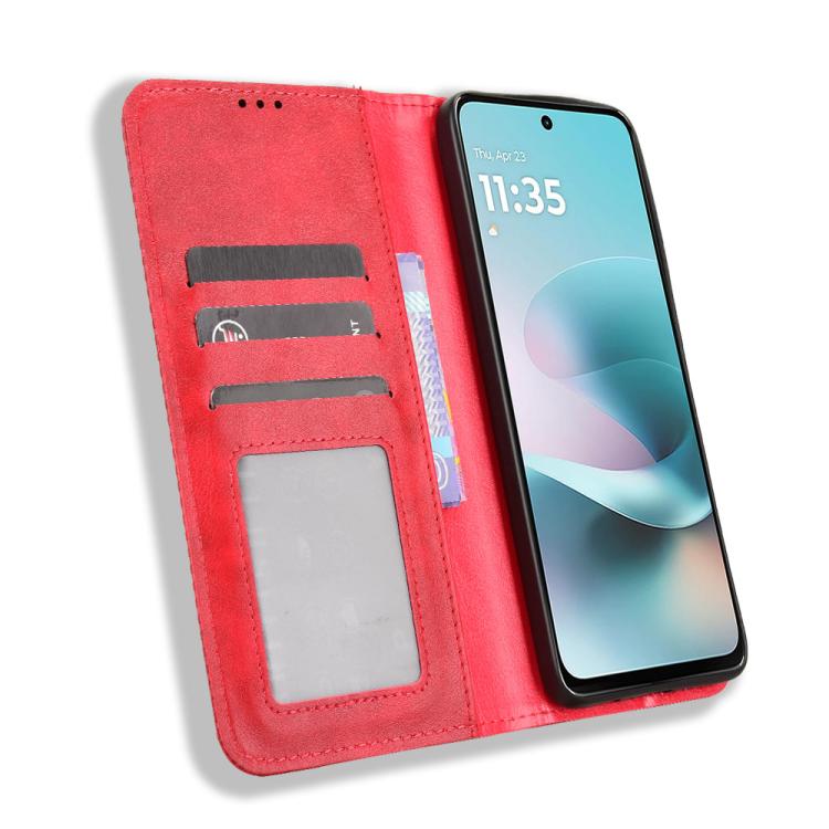 For Motorola Moto G67 Power / G57 Power Magnetic Buckle Retro Texture Leather Phone Case