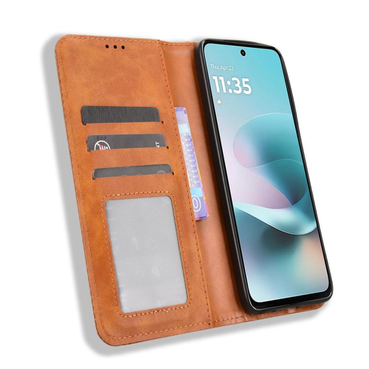 For Motorola Moto G67 Power / G57 Power Magnetic Buckle Retro Texture Leather Phone Case