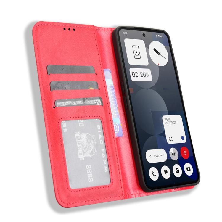 For Nothing Phone 3a Pro Magnetic Buckle Retro Texture Leather Phone Case