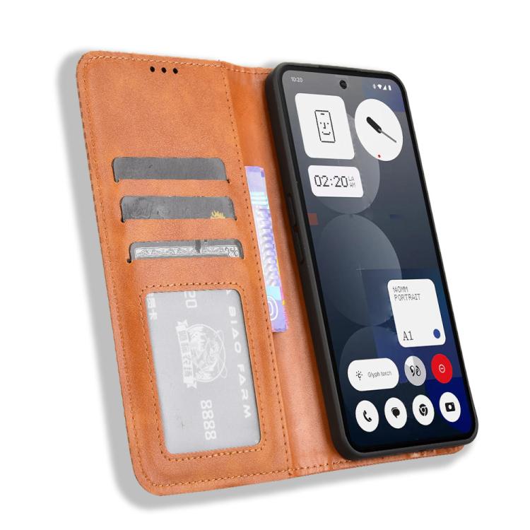 For Nothing Phone 3a Pro Magnetic Buckle Retro Texture Leather Phone Case