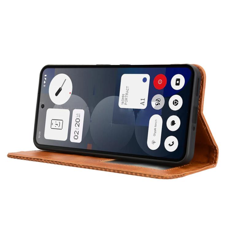 For Nothing Phone 3a Pro Magnetic Buckle Retro Texture Leather Phone Case