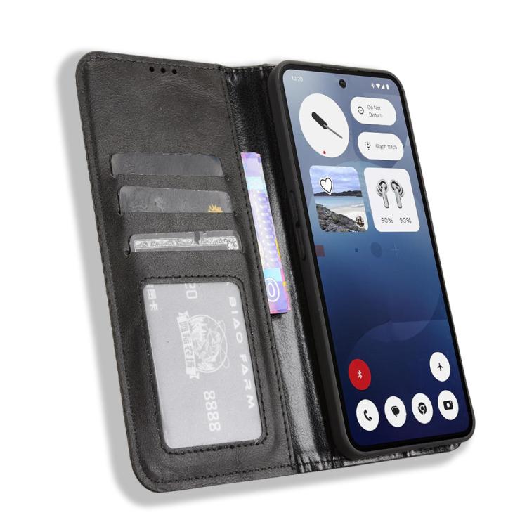 For Nothing Phone 3a Magnetic Buckle Retro Texture Leather Phone Case