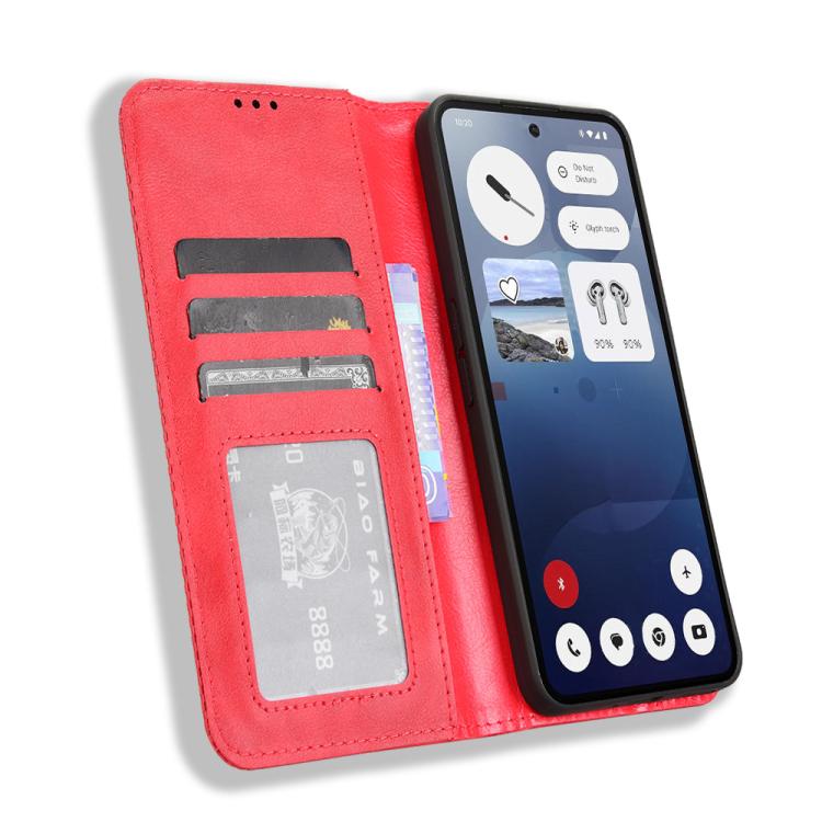 For Nothing Phone 3a Magnetic Buckle Retro Texture Leather Phone Case