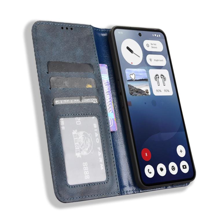 For Nothing Phone 3a Magnetic Buckle Retro Texture Leather Phone Case