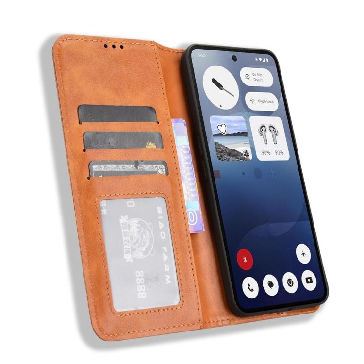For Nothing Phone 3a Magnetic Buckle Retro Texture Leather Phone Case