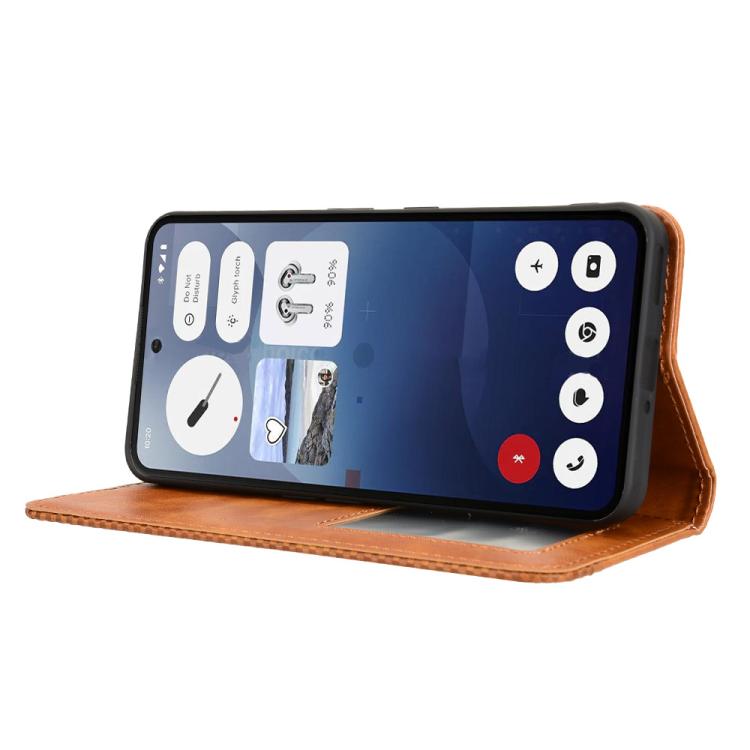 For Nothing Phone 3a Magnetic Buckle Retro Texture Leather Phone Case