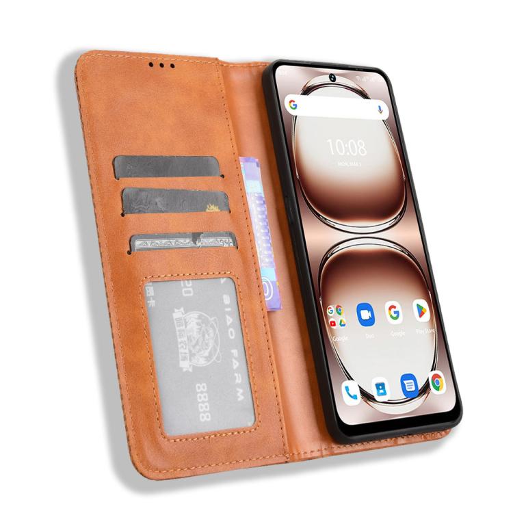 For Umidigi Note 100 / Note 100A Magnetic Buckle Retro Texture Leather Phone Case
