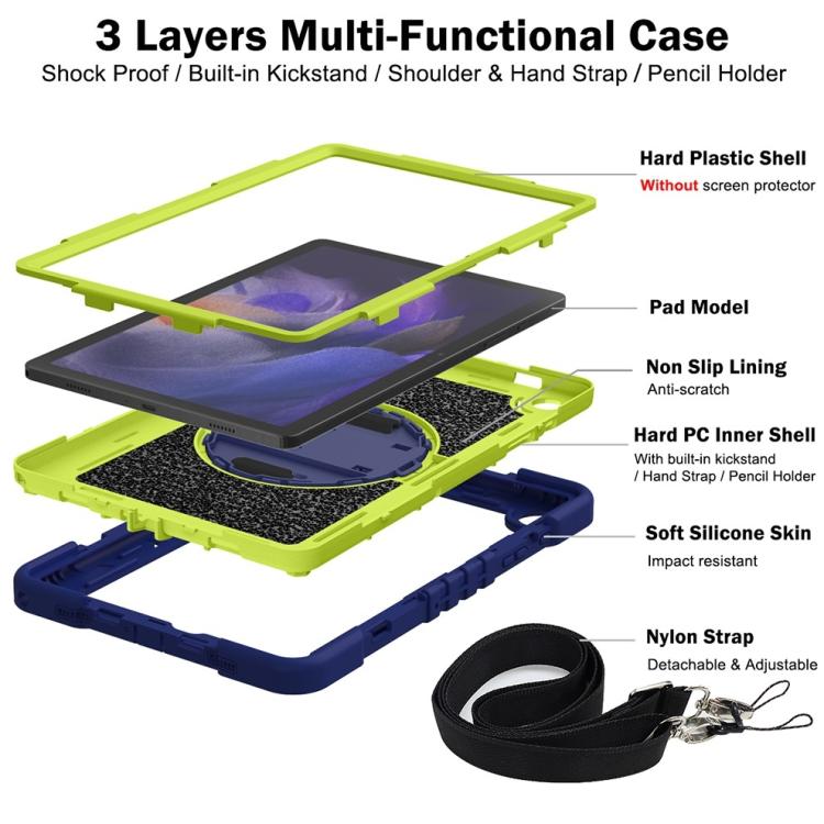 For Samsung Galaxy Tab A11+ 360 Degree Rotation PC Contrast Silicone Tablet Case