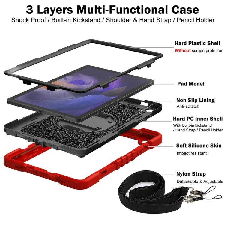 For Samsung Galaxy Tab A11+ 360 Degree Rotation PC Contrast Silicone Tablet Case