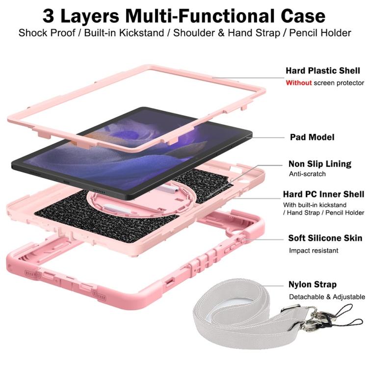 For Samsung Galaxy Tab A11+ 360 Degree Rotation PC Contrast Silicone Tablet Case