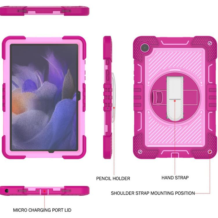 For Samsung Galaxy Tab A11+ 360 Degree Rotation PC Contrast Silicone Tablet Case