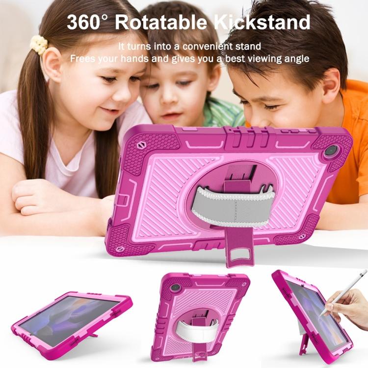 For Samsung Galaxy Tab A11+ 360 Degree Rotation PC Contrast Silicone Tablet Case