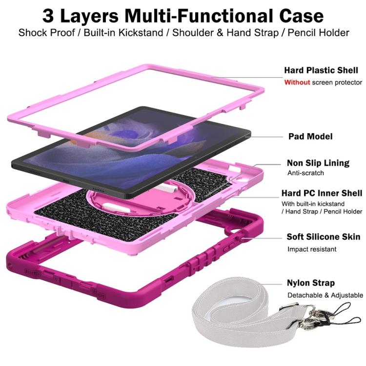 For Samsung Galaxy Tab A11+ 360 Degree Rotation PC Contrast Silicone Tablet Case