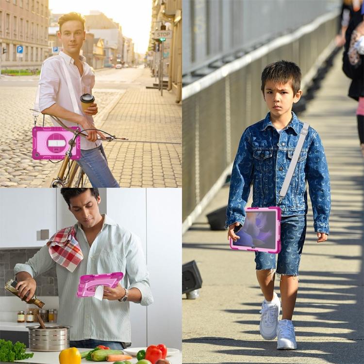 For Samsung Galaxy Tab A11+ 360 Degree Rotation PC Contrast Silicone Tablet Case