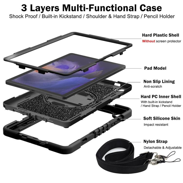 For Samsung Galaxy Tab A11+ 360 Degree Rotation PC Contrast Silicone Tablet Case