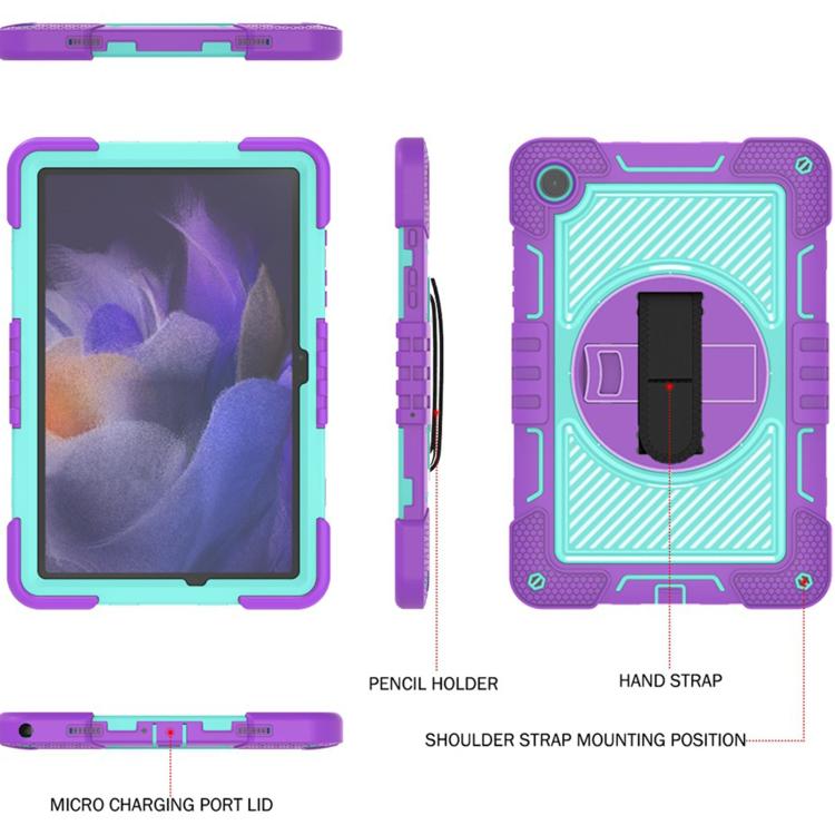 For Samsung Galaxy Tab A11+ 360 Degree Rotation PC Contrast Silicone Tablet Case
