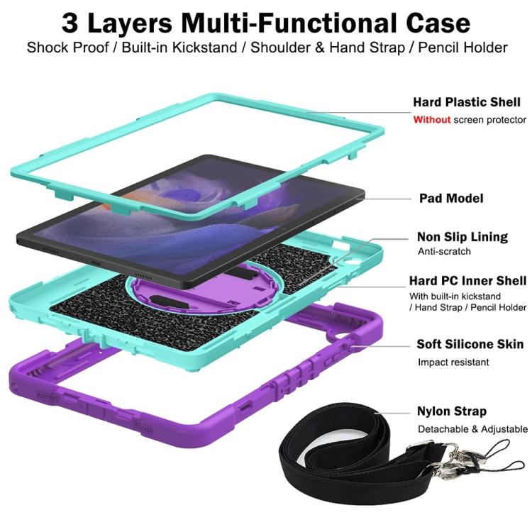 For Samsung Galaxy Tab A11+ 360 Degree Rotation PC Contrast Silicone Tablet Case