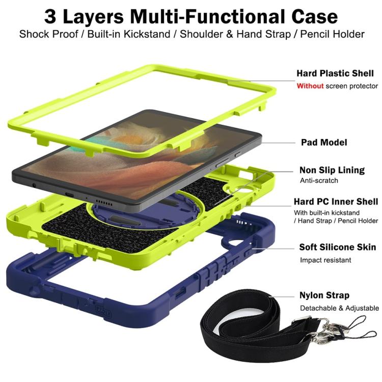 For Samsung Galaxy Tab A11 360 Degree Rotation PC Contrast Silicone Tablet Case