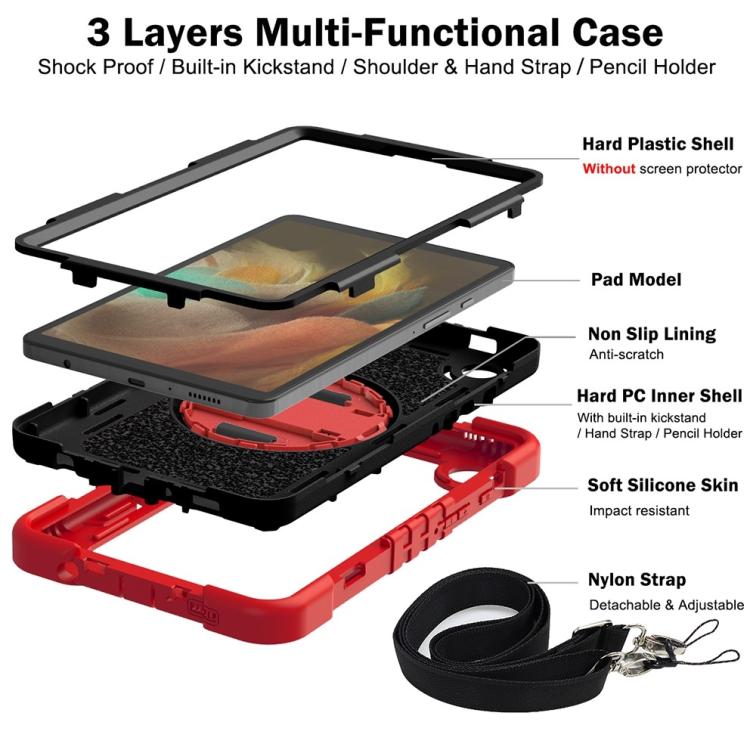 For Samsung Galaxy Tab A11 360 Degree Rotation PC Contrast Silicone Tablet Case