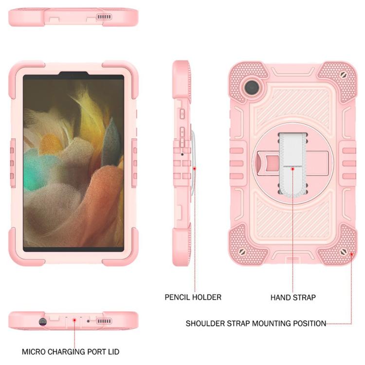 For Samsung Galaxy Tab A11 360 Degree Rotation PC Contrast Silicone Tablet Case