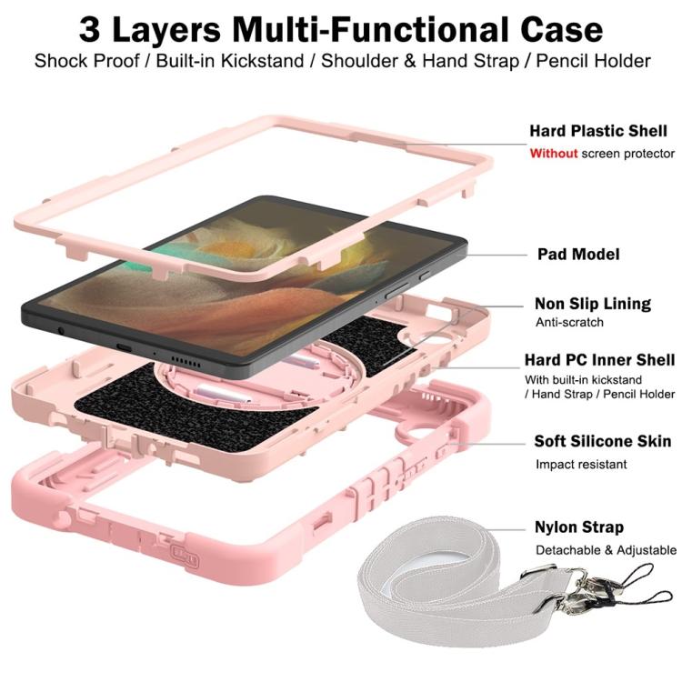 For Samsung Galaxy Tab A11 360 Degree Rotation PC Contrast Silicone Tablet Case