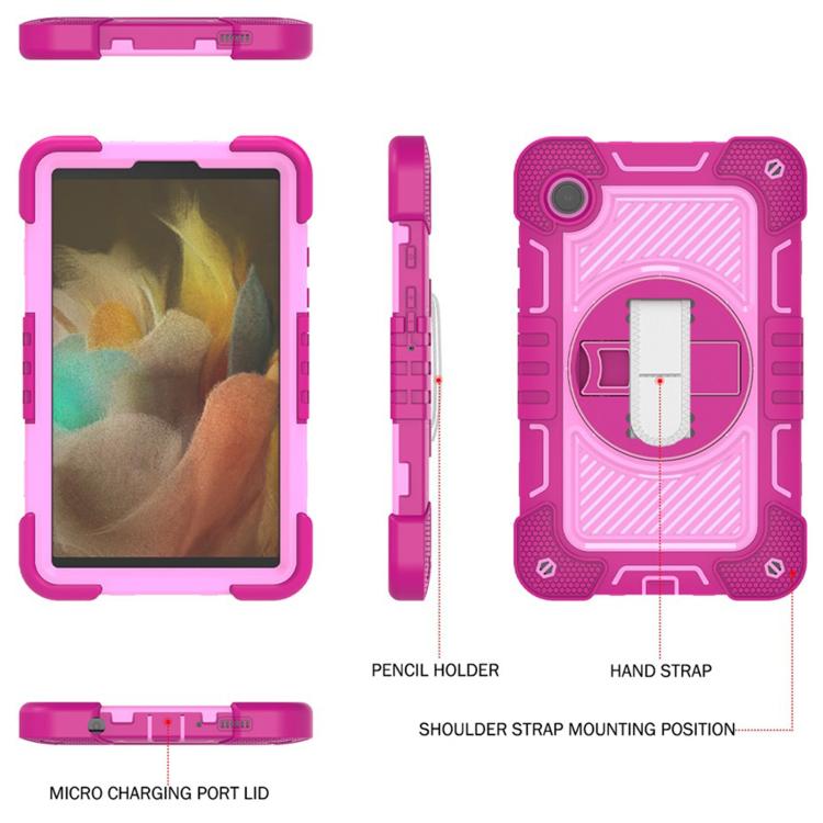 For Samsung Galaxy Tab A11 360 Degree Rotation PC Contrast Silicone Tablet Case