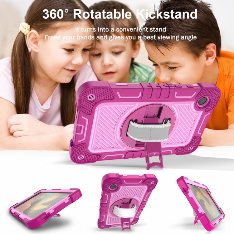 For Samsung Galaxy Tab A11 360 Degree Rotation PC Contrast Silicone Tablet Case