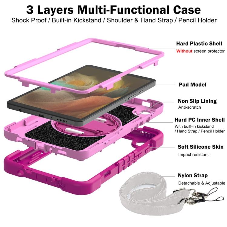 For Samsung Galaxy Tab A11 360 Degree Rotation PC Contrast Silicone Tablet Case