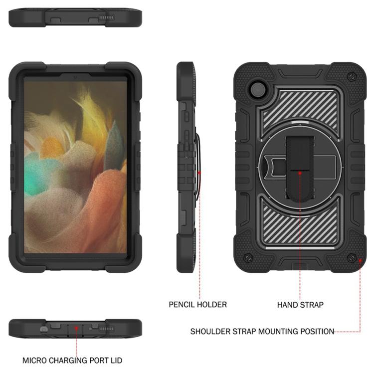 For Samsung Galaxy Tab A11 360 Degree Rotation PC Contrast Silicone Tablet Case
