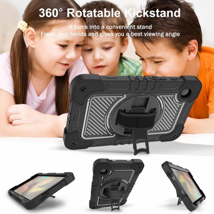 For Samsung Galaxy Tab A11 360 Degree Rotation PC Contrast Silicone Tablet Case