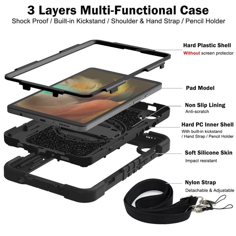 For Samsung Galaxy Tab A11 360 Degree Rotation PC Contrast Silicone Tablet Case