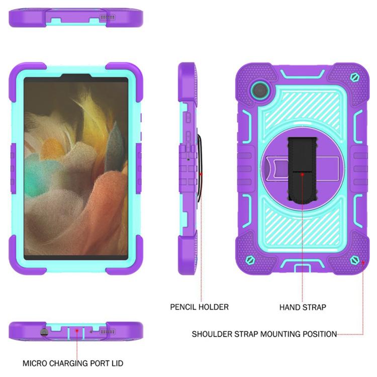 For Samsung Galaxy Tab A11 360 Degree Rotation PC Contrast Silicone Tablet Case