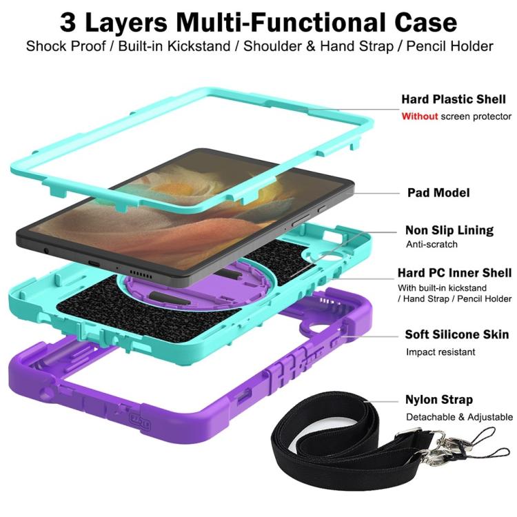 For Samsung Galaxy Tab A11 360 Degree Rotation PC Contrast Silicone Tablet Case