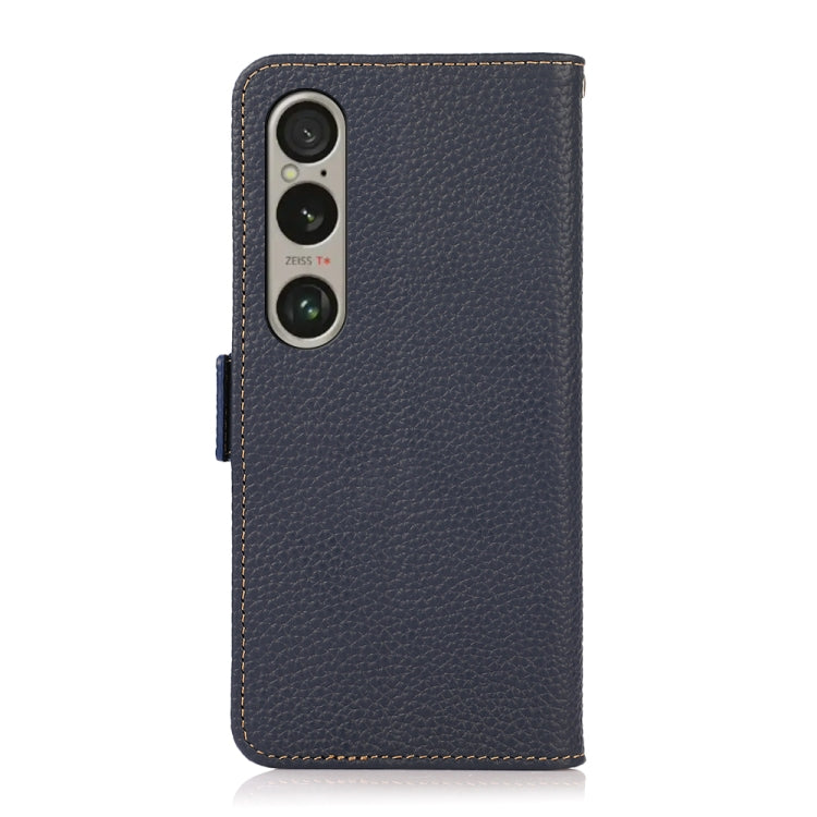 For Sony Xperia 1 VI KHAZNEH Side-Magnetic Litchi Genuine Leather RFID Case
