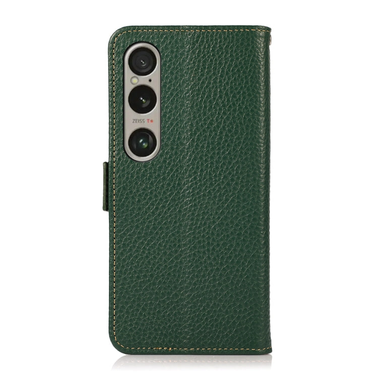 For Sony Xperia 1 VI KHAZNEH Side-Magnetic Litchi Genuine Leather RFID Case