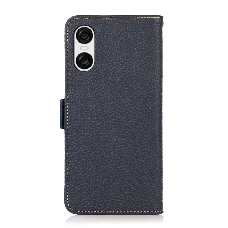 For Sony Xperia 10 VI KHAZNEH Side-Magnetic Litchi Genuine Leather RFID Case
