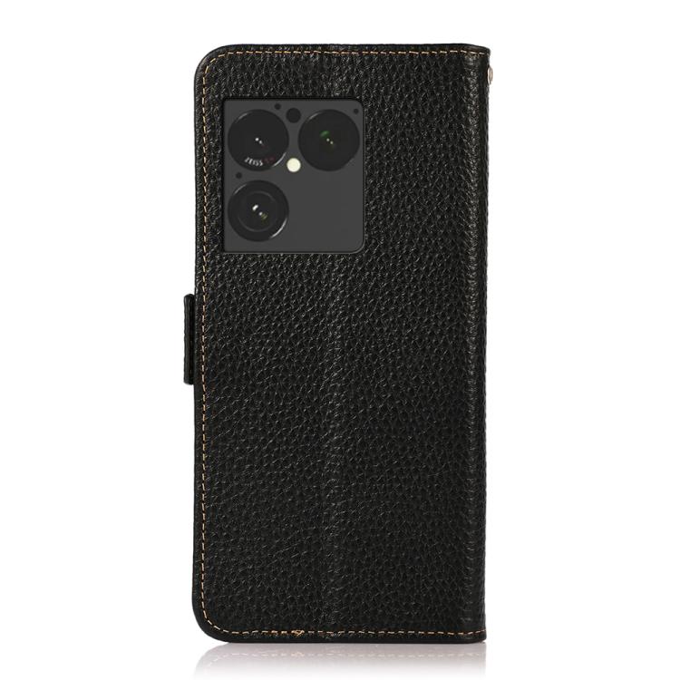 For Sony Xperia 1 VIII KHAZNEH Side-Magnetic Litchi Genuine Leather RFID Case