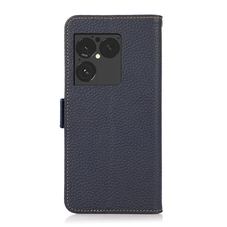 For Sony Xperia 1 VIII KHAZNEH Side-Magnetic Litchi Genuine Leather RFID Case