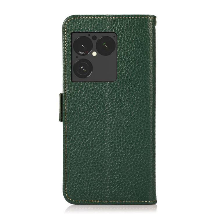 For Sony Xperia 1 VIII KHAZNEH Side-Magnetic Litchi Genuine Leather RFID Case