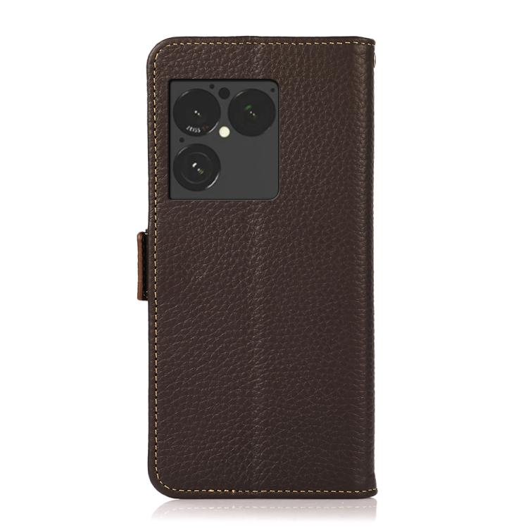 For Sony Xperia 1 VIII KHAZNEH Side-Magnetic Litchi Genuine Leather RFID Case