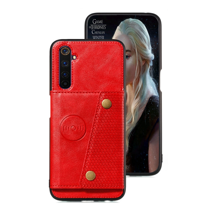 For OPPO Realme 6 Double Buckle PU + TPU Shockproof Magnetic Protective Case with Card Slot & Holder