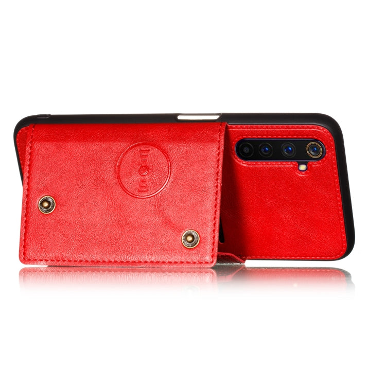 For OPPO Realme 6 Double Buckle PU + TPU Shockproof Magnetic Protective Case with Card Slot & Holder