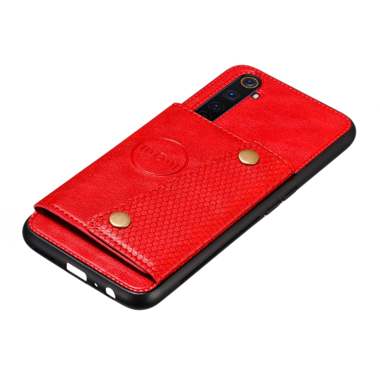 For OPPO Realme 6 Double Buckle PU + TPU Shockproof Magnetic Protective Case with Card Slot & Holder